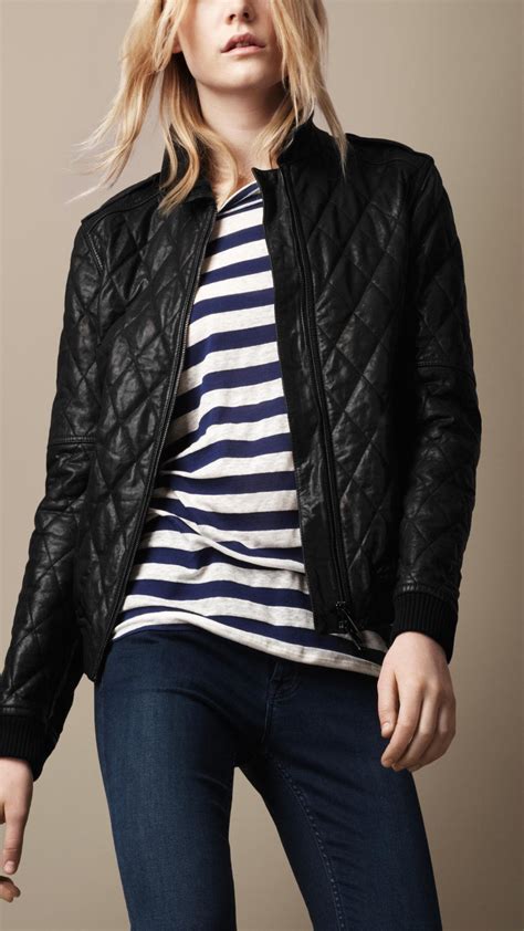 burberry women's black bomber jacket with chest zipper pockets|Burberry denim jacket women.